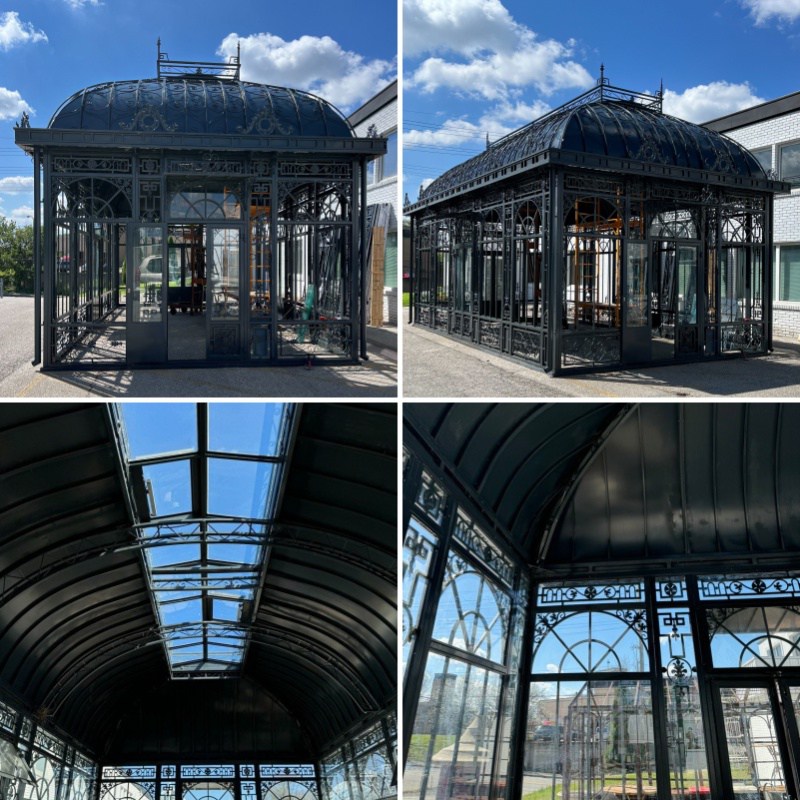black victorian greenhouse details