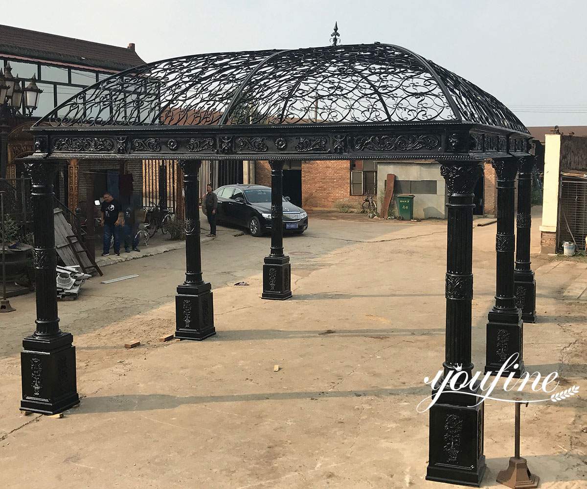 finished black large cast iron gazebo