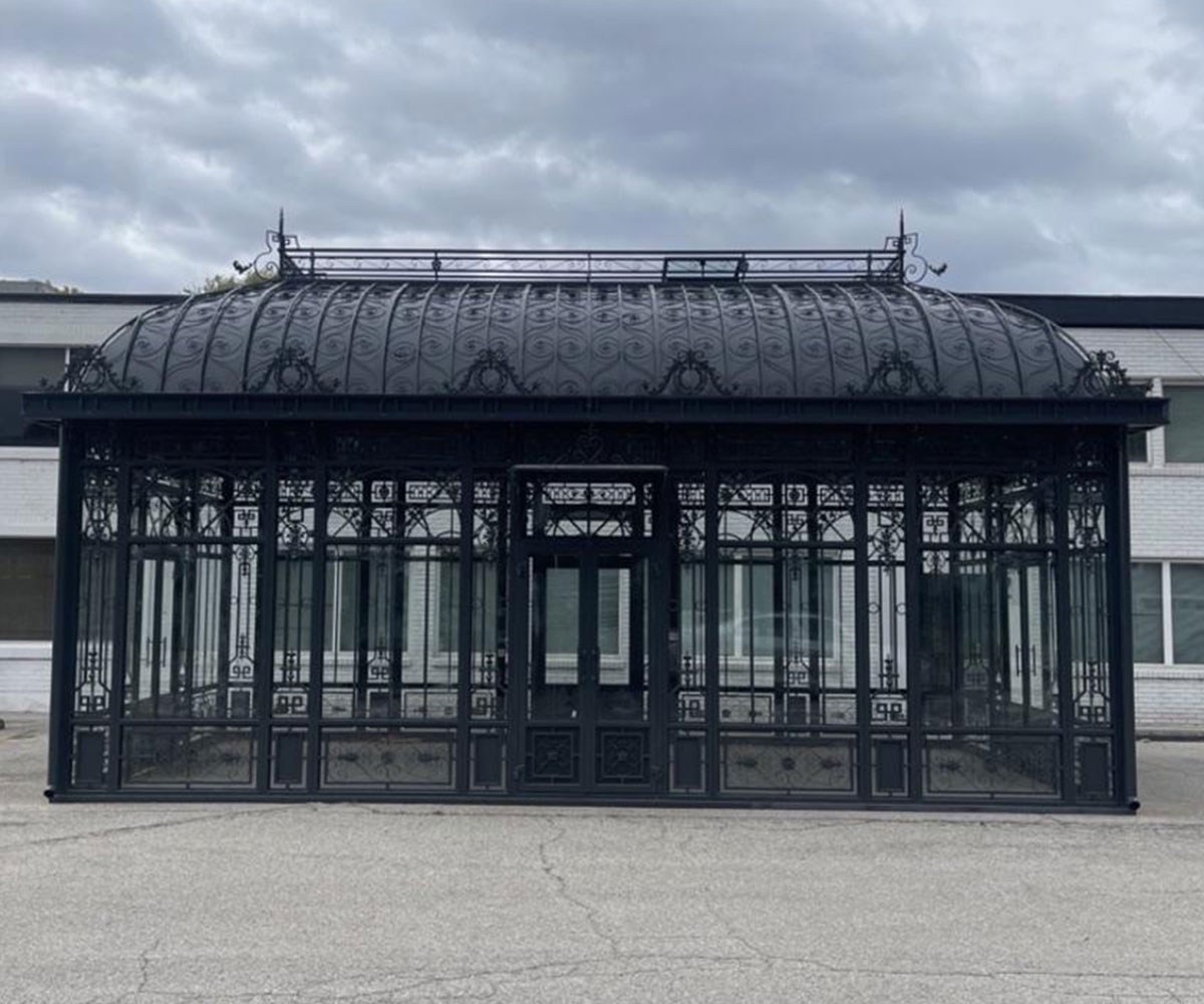 finished black victorian greenhouse