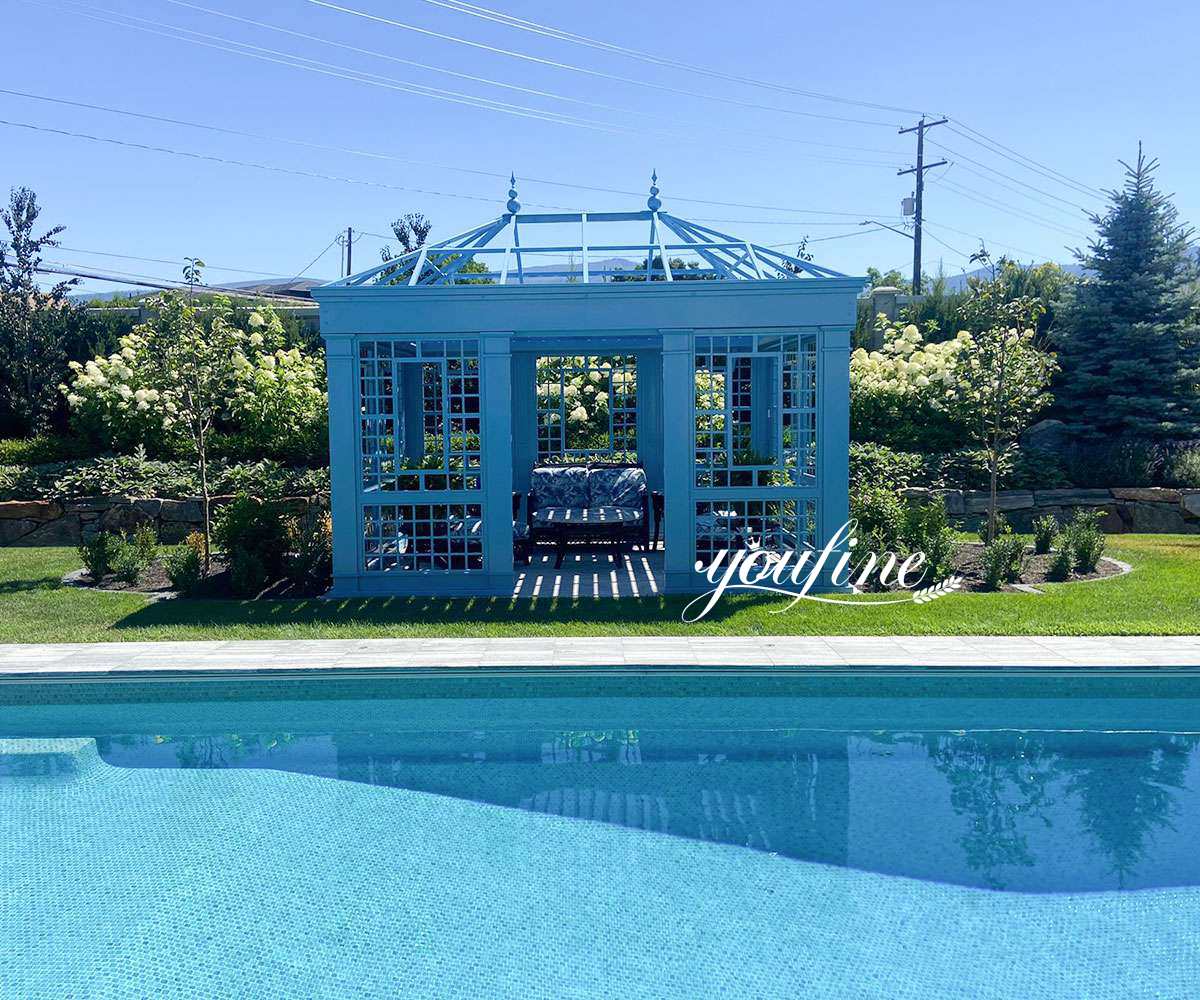 iron modern backyard greenhouse