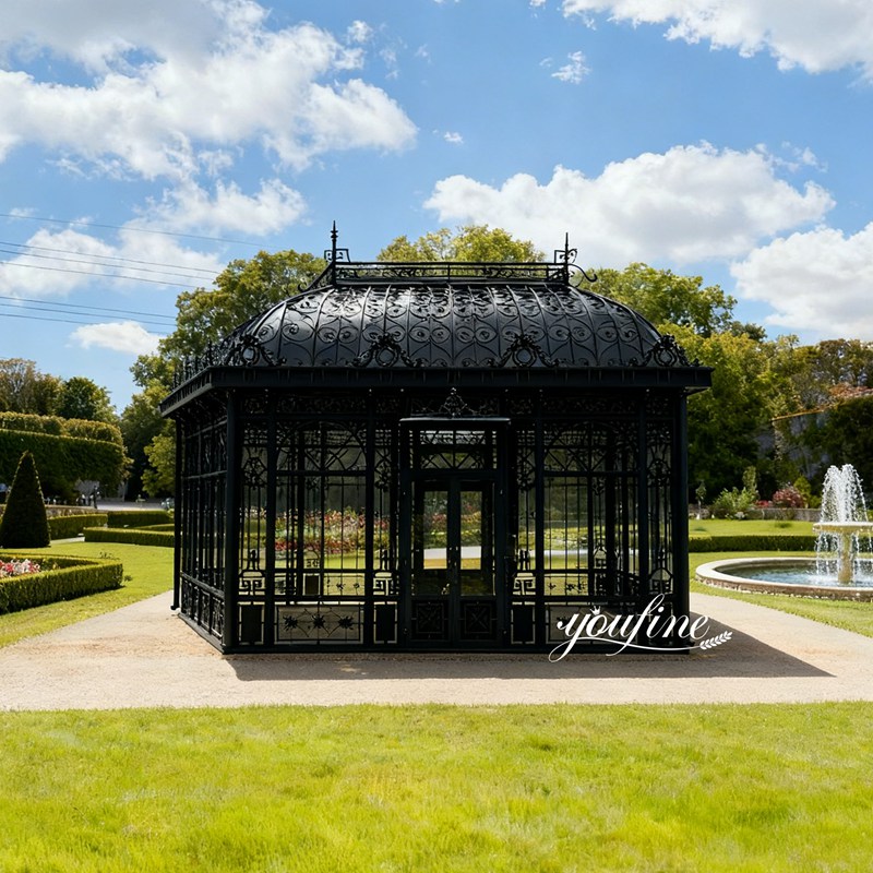 large black victorian greenhouse