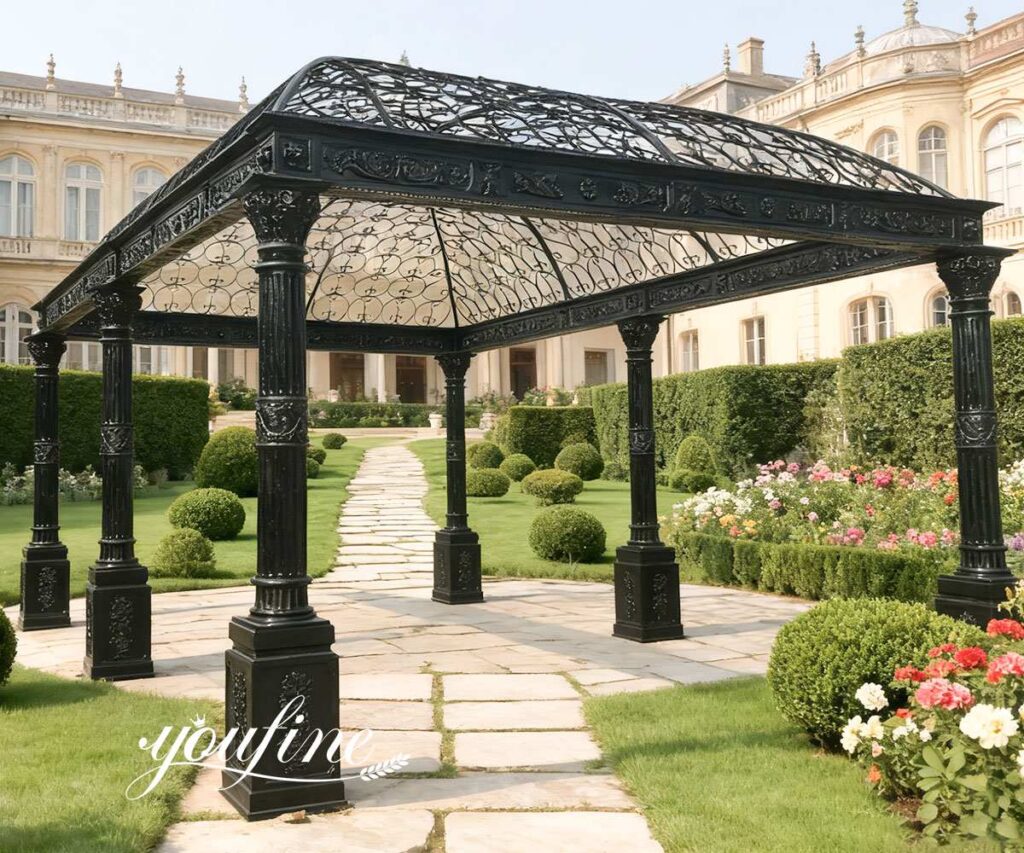 large cast iron gazebo in garden