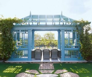 modern backyard greenhouse