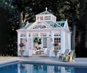 swimming pool wrought iron sunroom