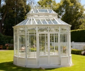 beautiful backyard greenhouse