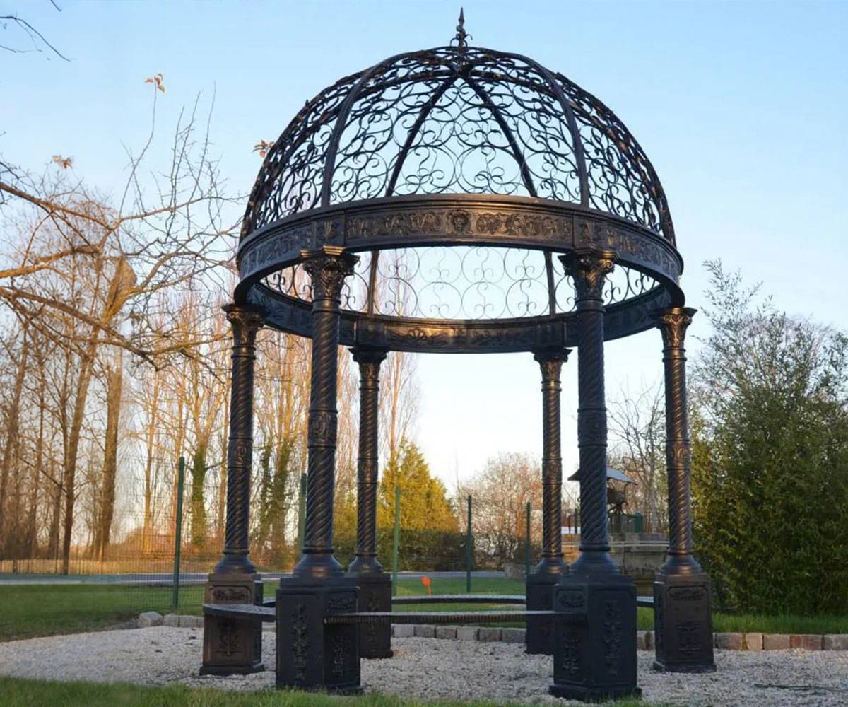black garden iron gazebo