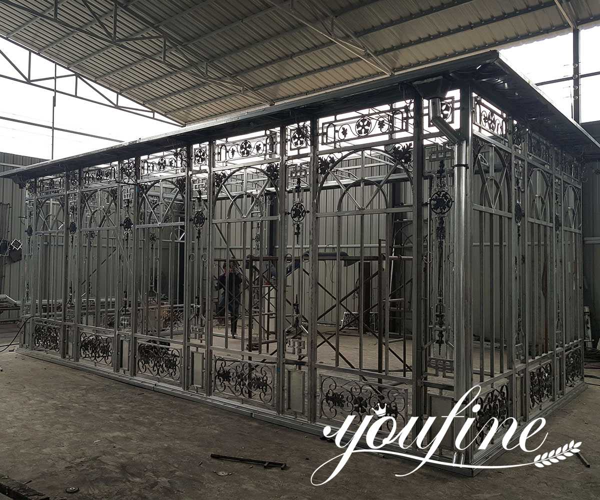 black glass greenhouse pre-installation