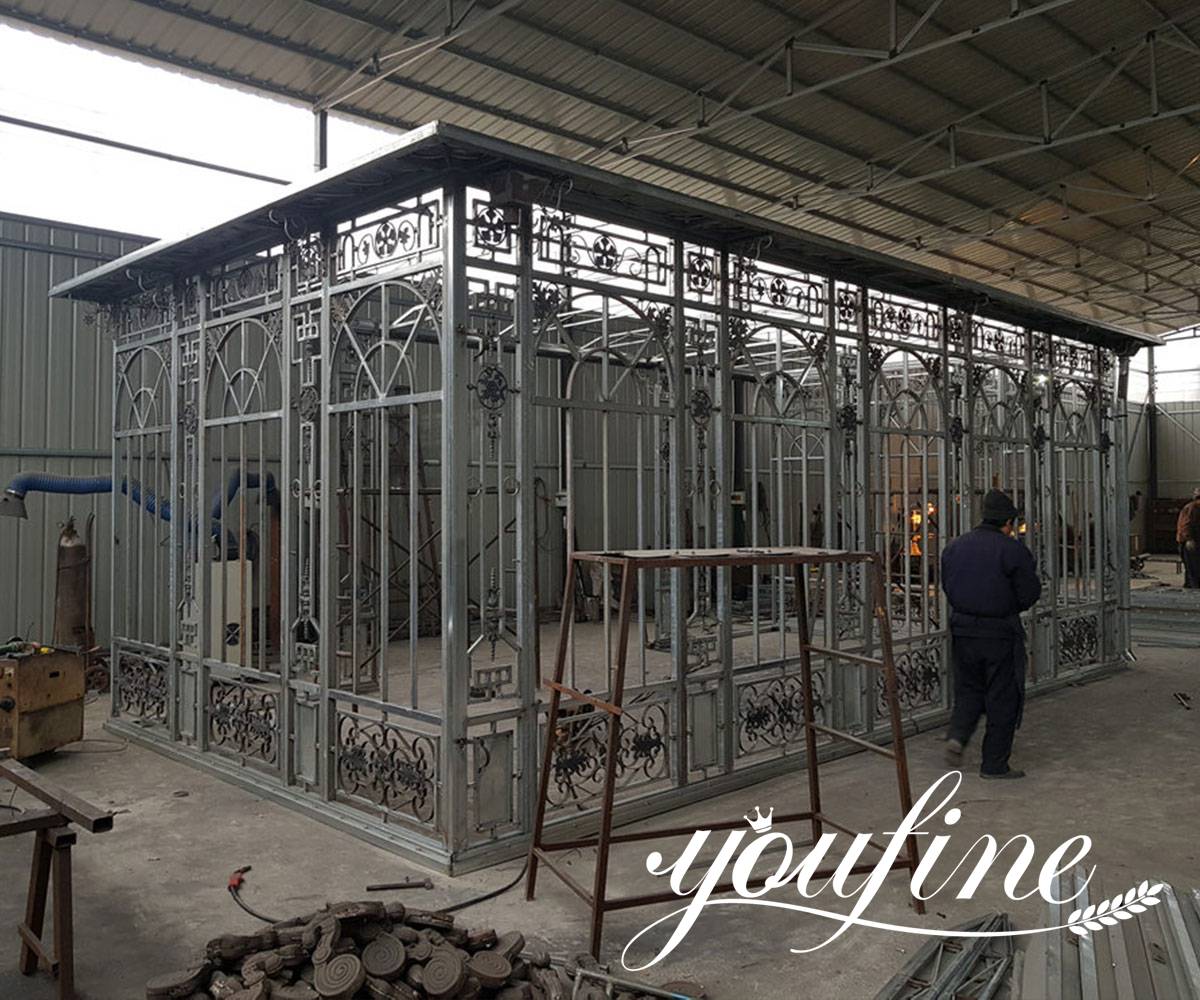black glass iron greenhouse