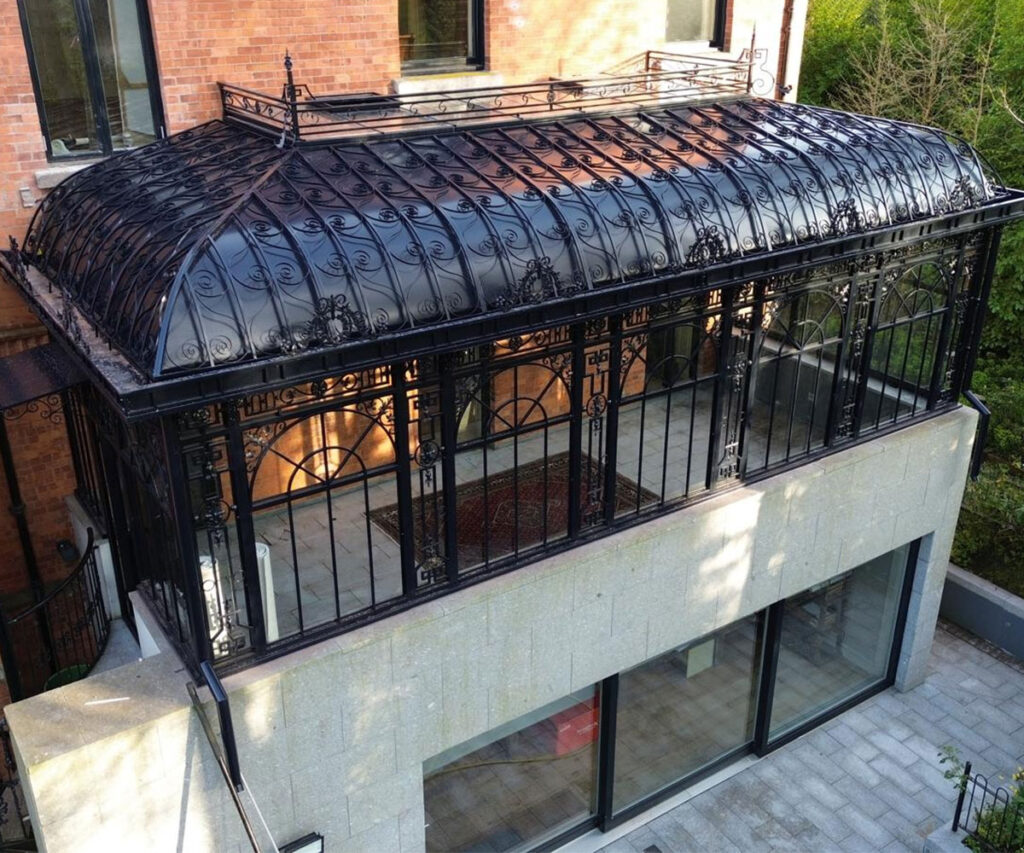 black lean to greenhouse