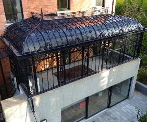 black lean to greenhouse