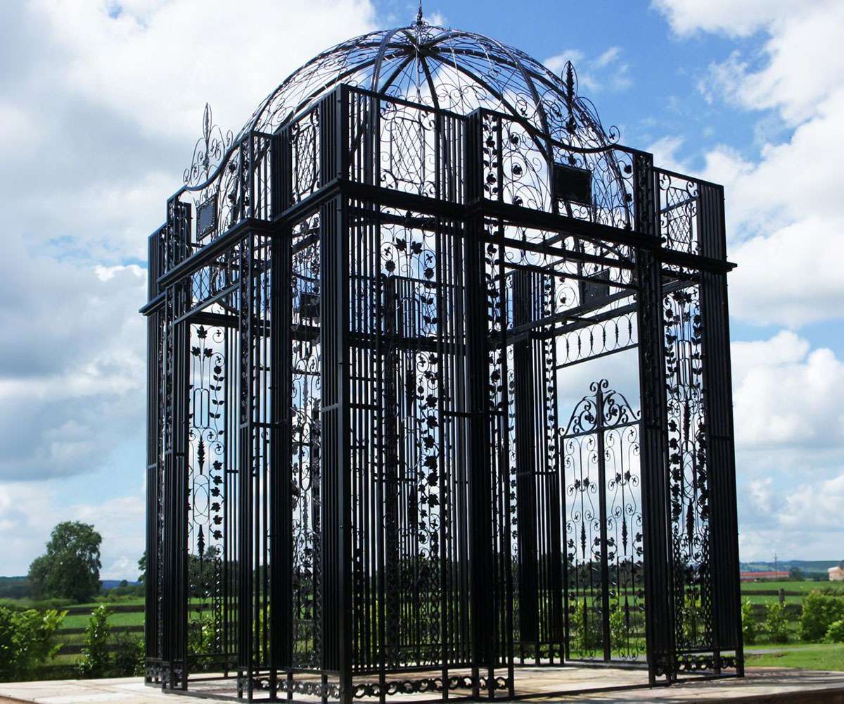 black outdoor rectangular gazebo