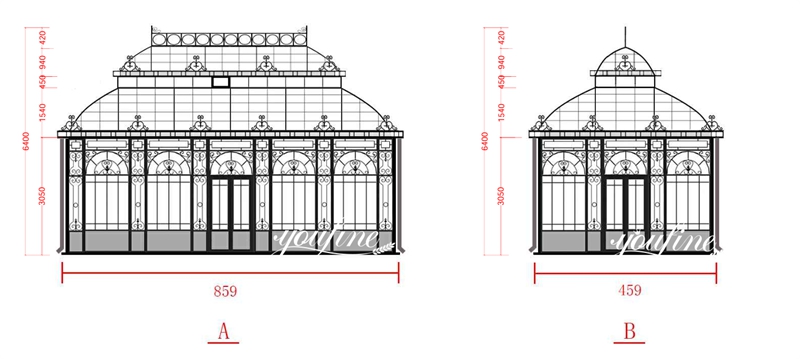 garden glass greenhouse CAD drawing