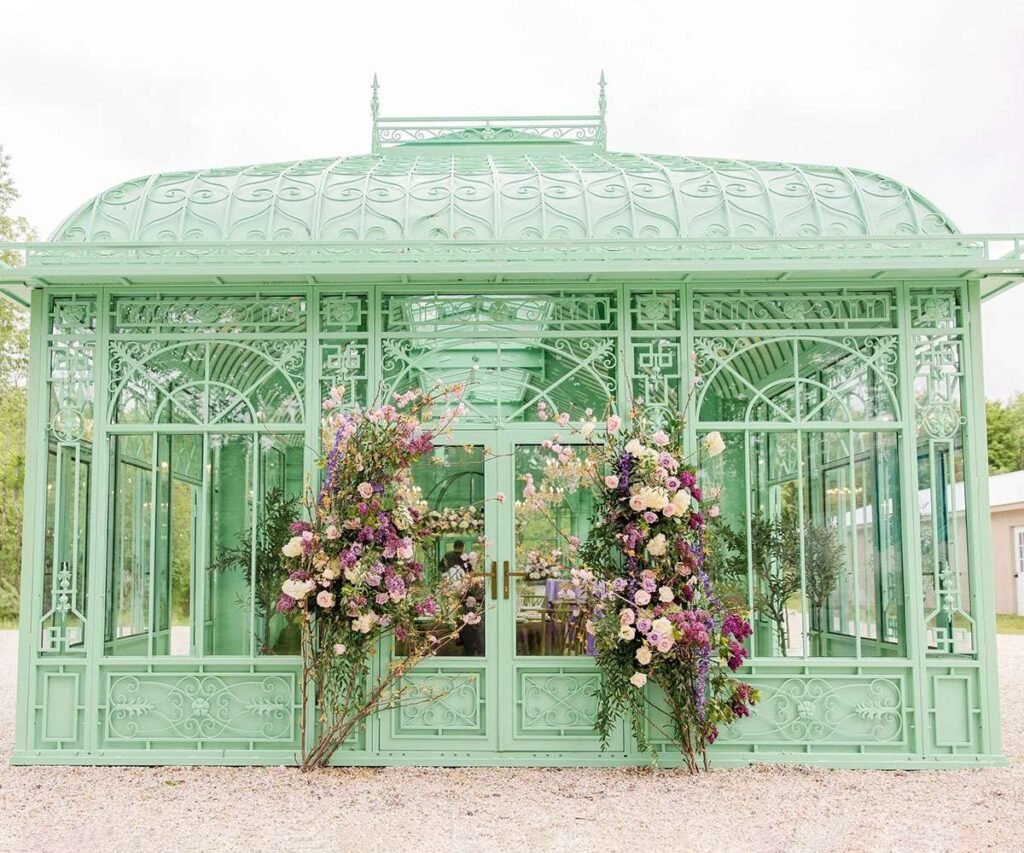 huge glass iron greenhouse for wedding