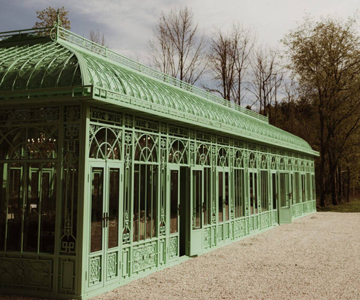 huge iron glass greenhouse