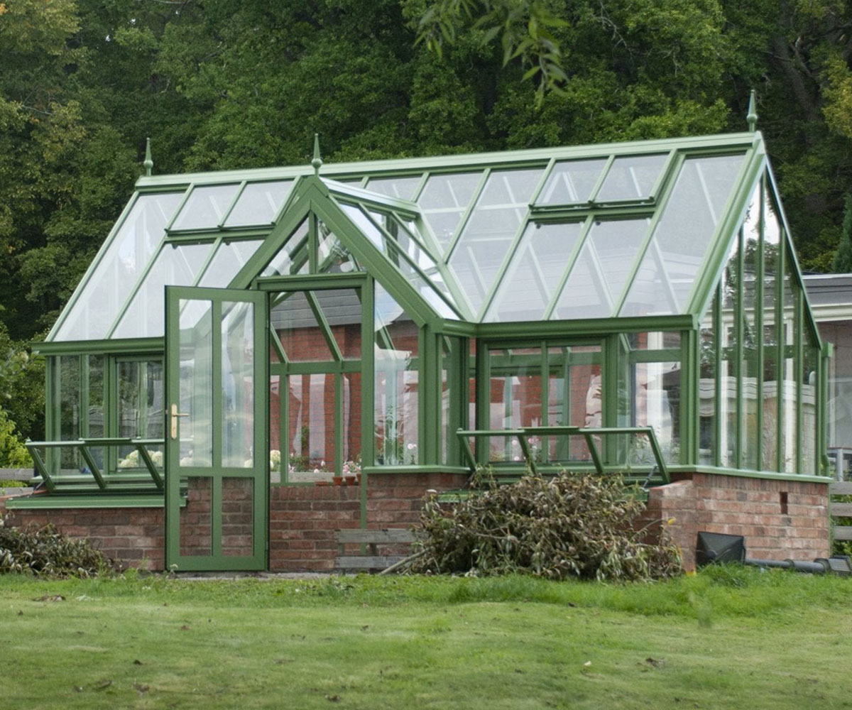 iron victorian brick greenhouse for garden