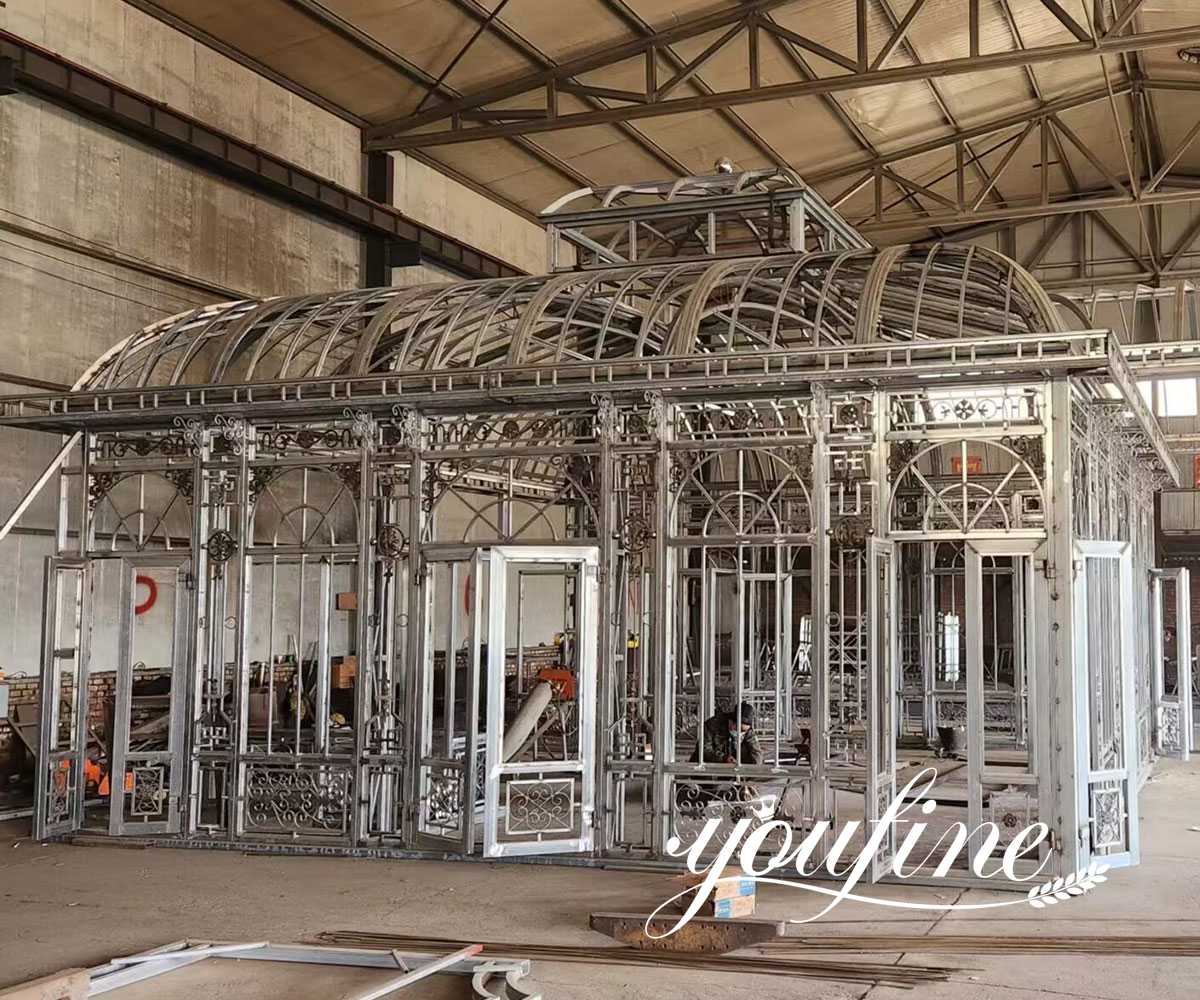 large custom glass iron greenhouse