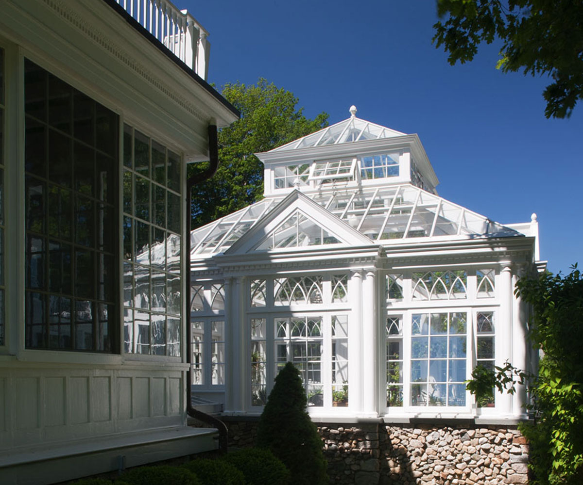 large modern glass greenhouse