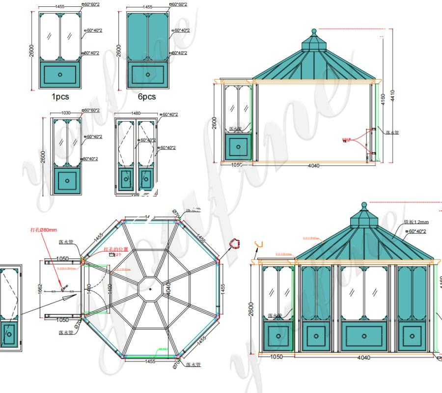 large octagonal greenhouse Drawing