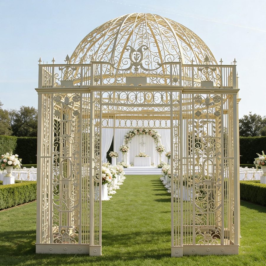 large outdoor iron gazebo