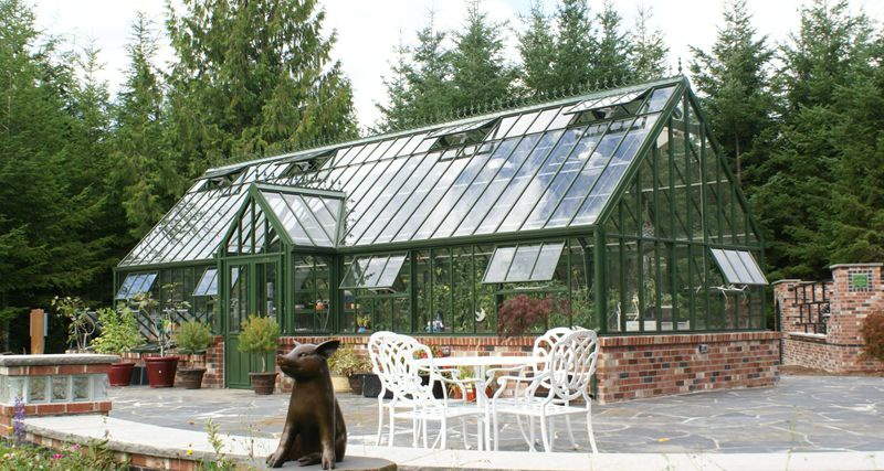 large victorian brick greenhouse
