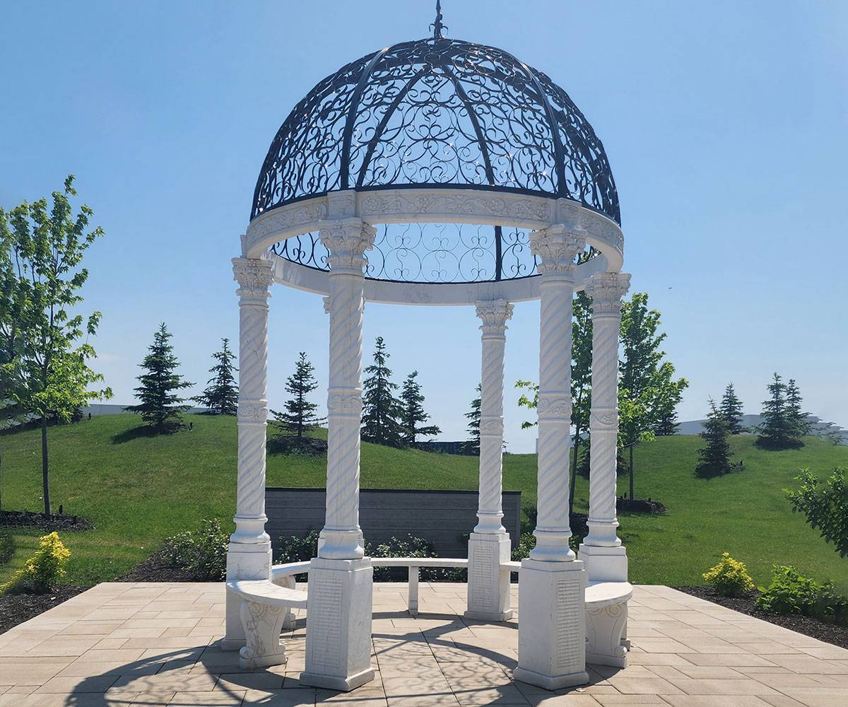 large white iron gazebo