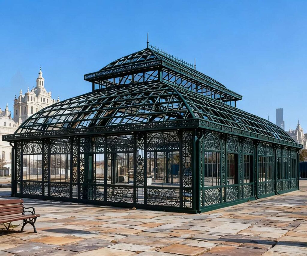 outdoor iron glass greenhouse