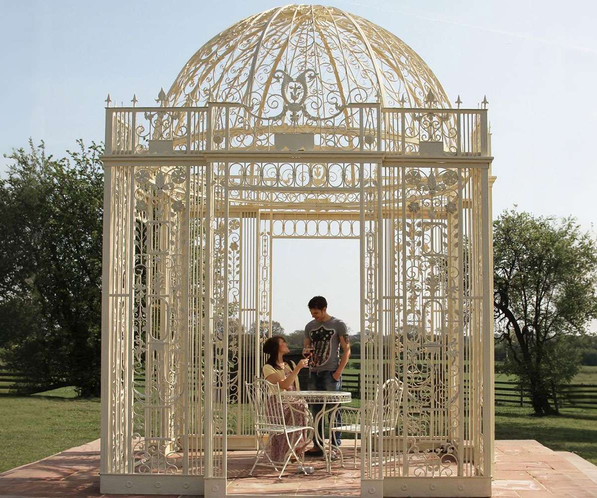 outdoor rectangular iron gazebo