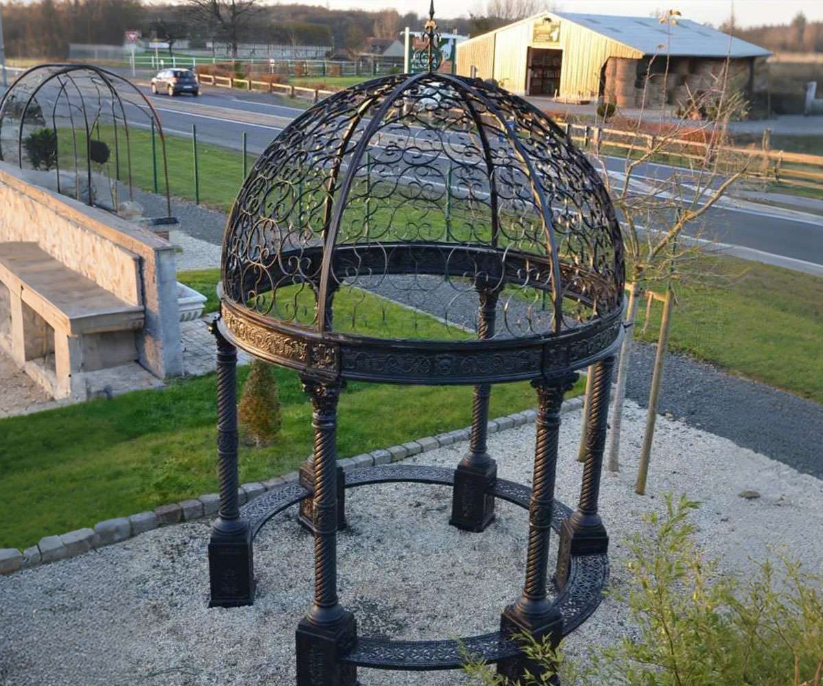 top view of circular garden gazebo