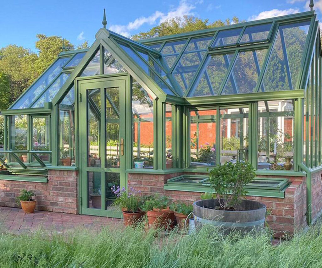 victorian brick greenhouse for planting