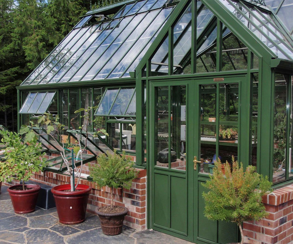 victorian brick planting greenhouse