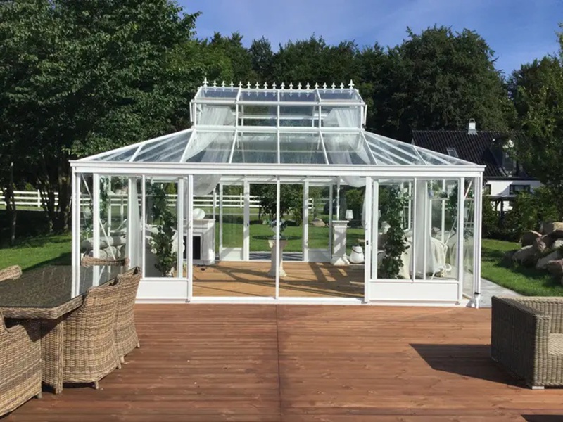 white large garden greenhouse
