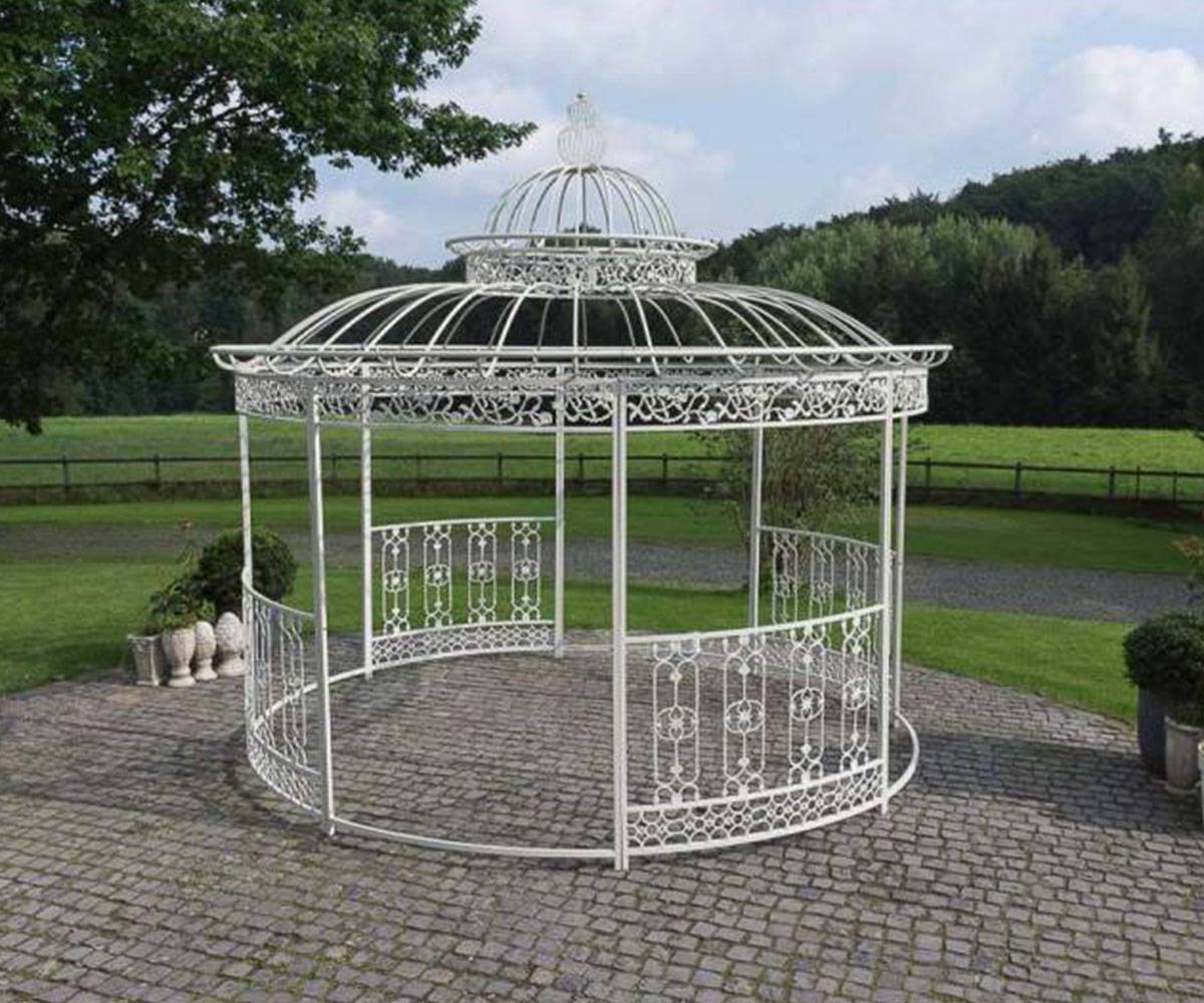 white round iron gazebo
