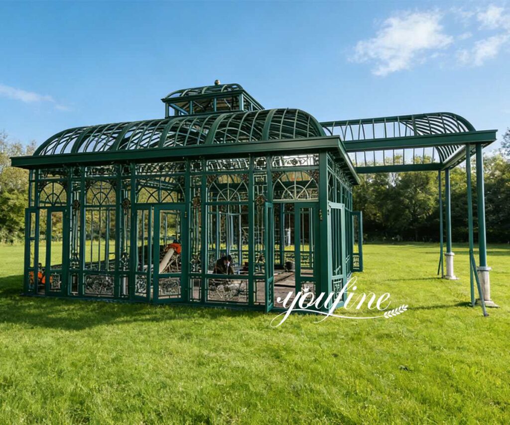 wrought iron custom glass greenhouse