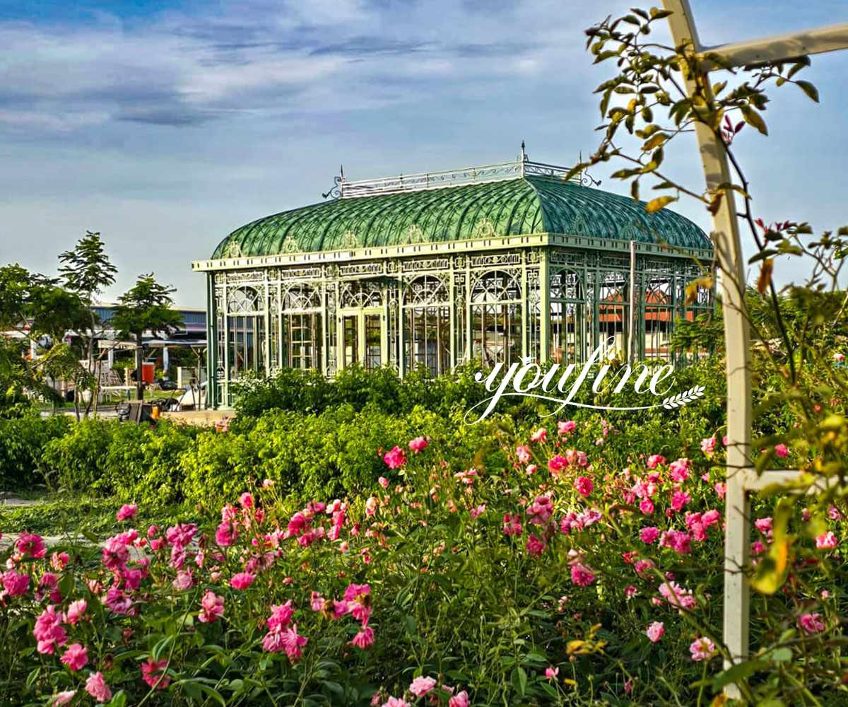 wrought iron large green conservatory