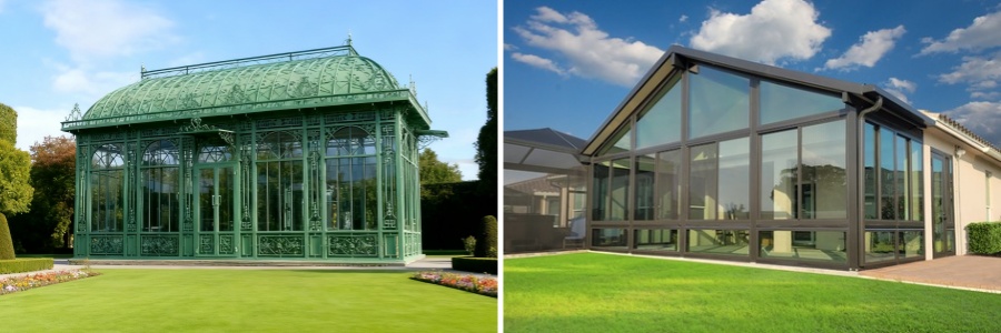 Wrought Iron Greenhouse VS Aluminum Conservatory