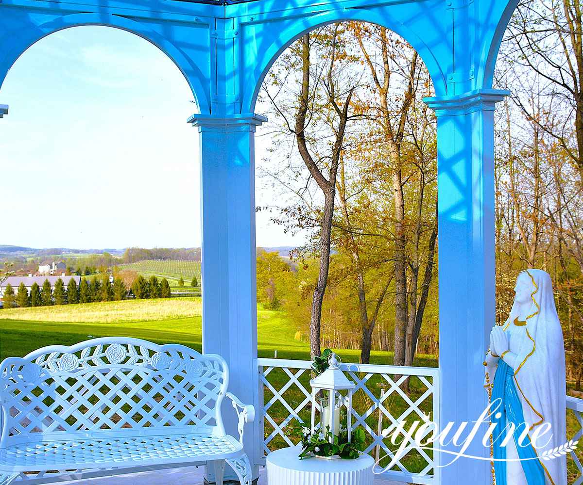 round outdoor iron gazebo