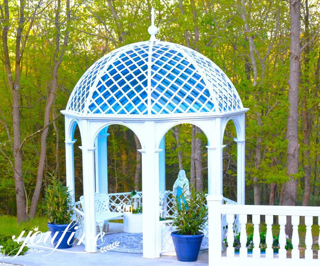 round outdoor iron gazebo