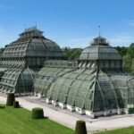 Aerial view of the Palm House in the park at Schönbrunn Palace