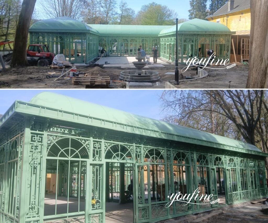 Custom Iron Greenhouse with Connecting Walkway Feedback