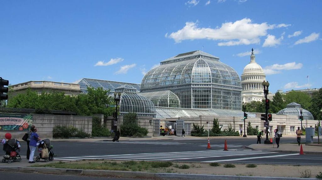 The United States Botanic Garden (USBG) is a botanic garden located within the grounds of the U.S. Capitol Complex in Washington, D.C., adjacent to the James A. Garfield Memorial.