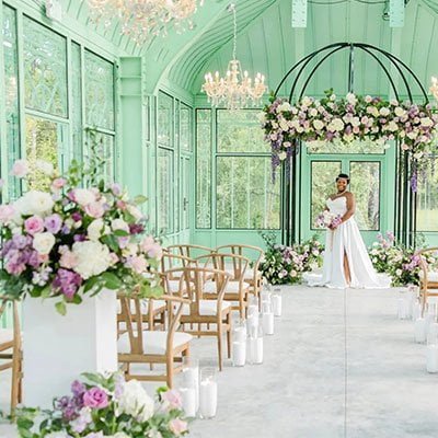 Floral Arrangement in Wedding Conservatory
