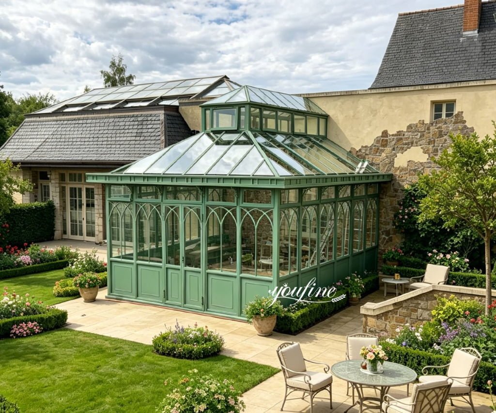 temporary iron lean to greenhouse