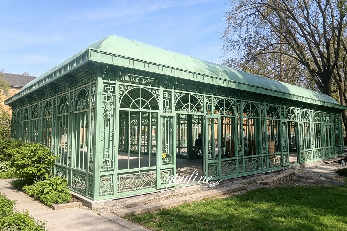 metal greenhouse with porch