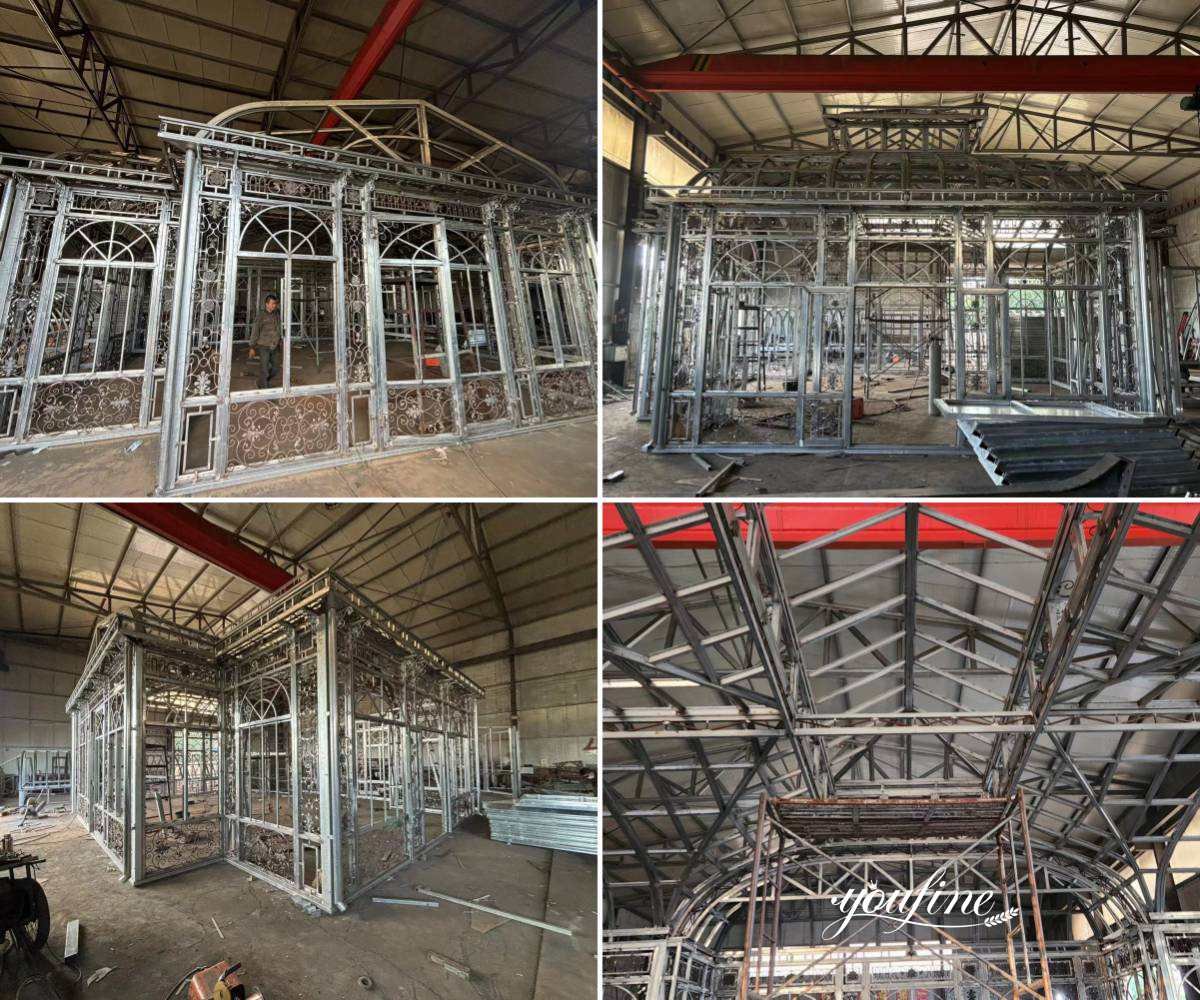 garden orangery in factory installation