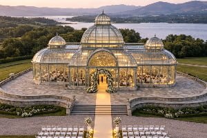 large glass conservatory wedding