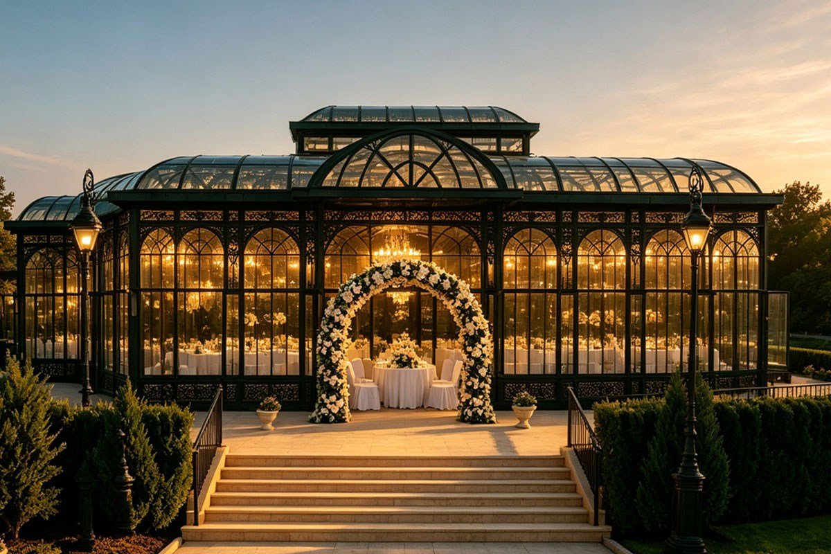 contemporary lean to iron conservatory