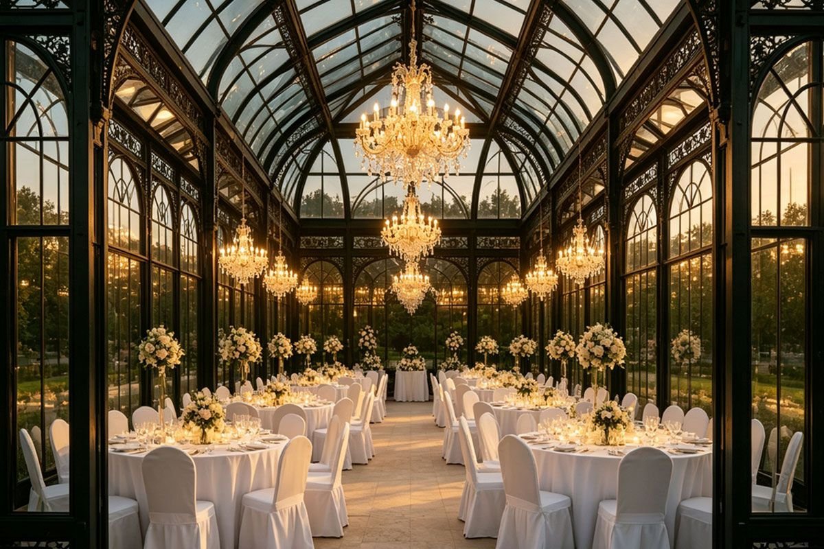contemporary lean to wedding conservatory