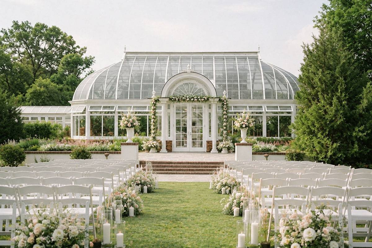 full glass conservatory for wedding