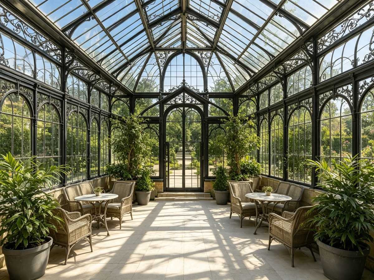 interior of glass conservatory