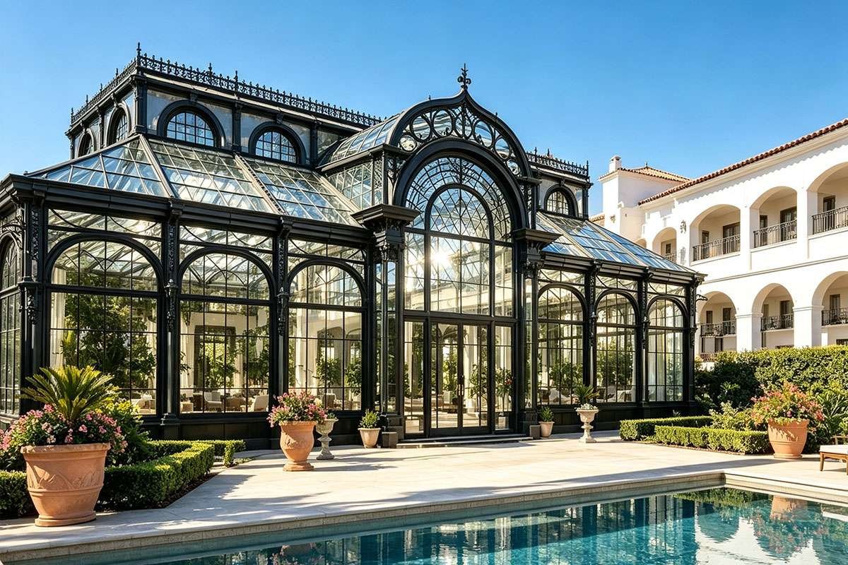 iron swimming pool conservatory